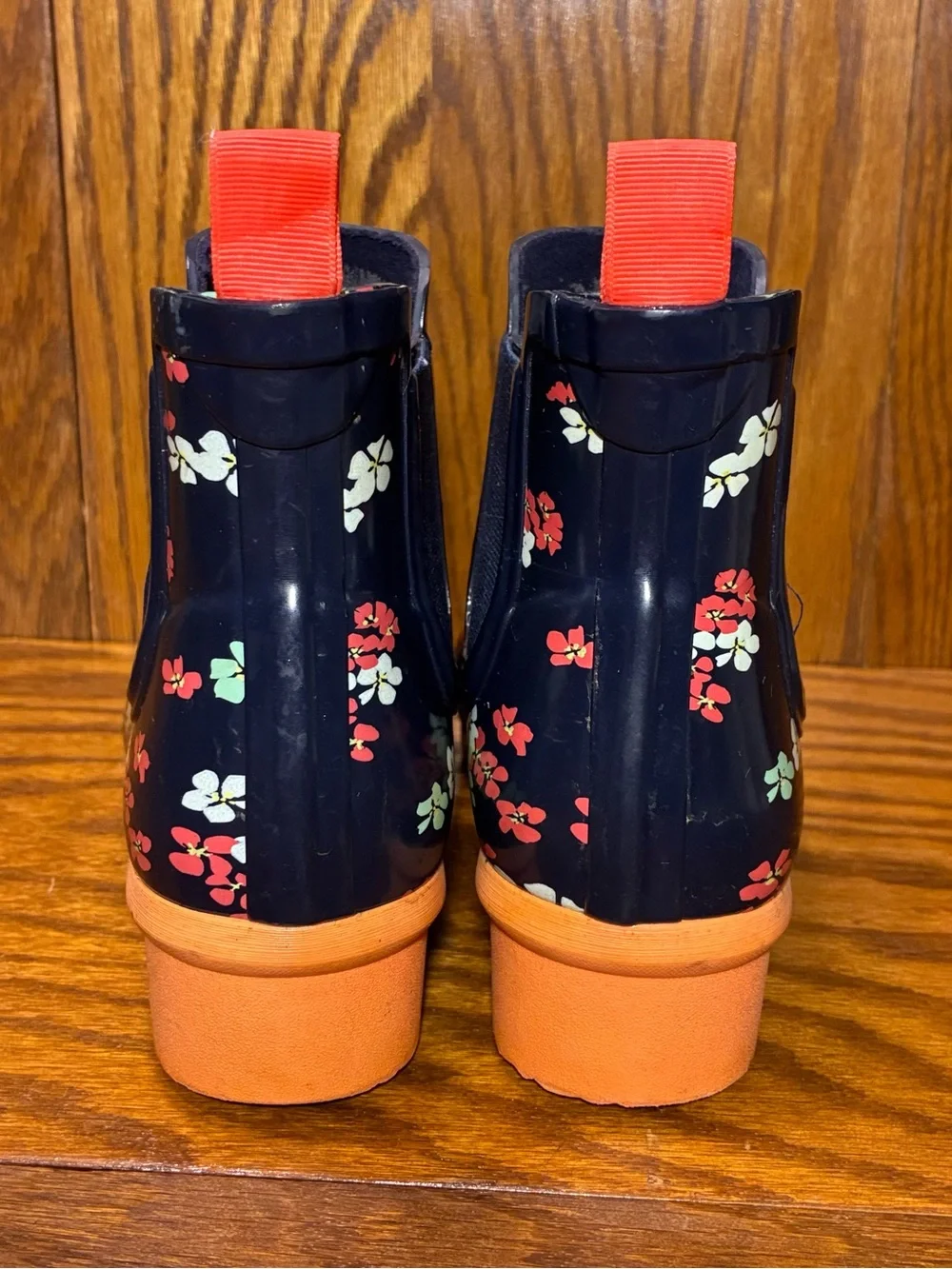 Cougar Terri Waterproof Floral Chelsea Rain Boots Navy Rubber Size 8